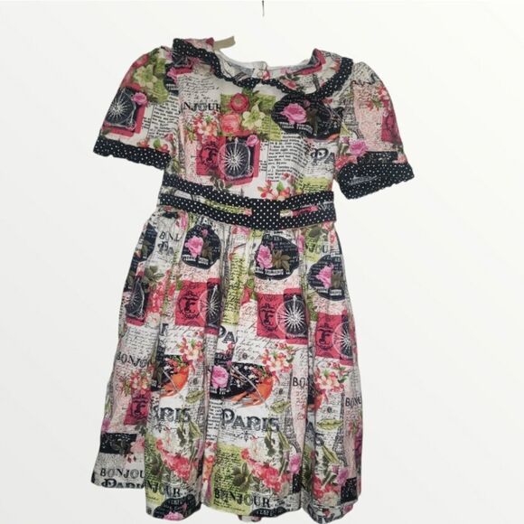 Toddler Handmade Paris themed Embroidered flowy Boho Style 3t - Picture 3 of 10